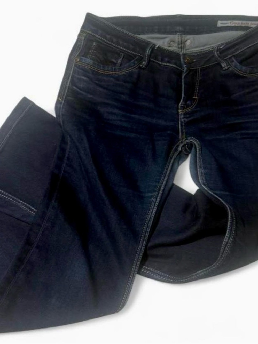Gold Mark Denim Low Rise Boot Cut Jeans in Dark Indigo Stretch Denim